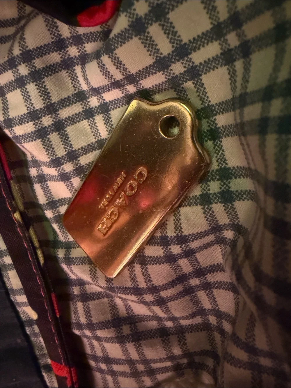Coach Gold Tone Rectangular Logo Tag
